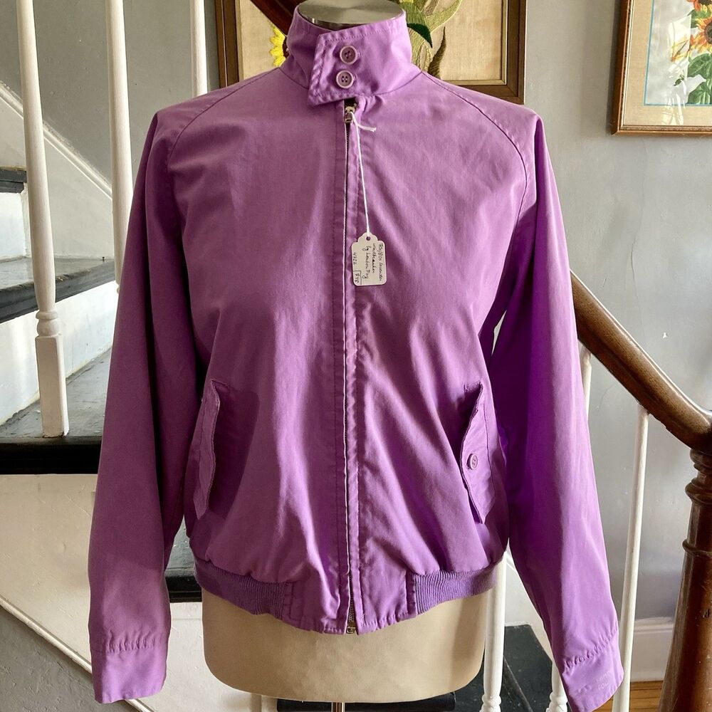 1970s 1980s Purple Lavender Cotton Blend Bomber Windbreaker London Fog Jacket